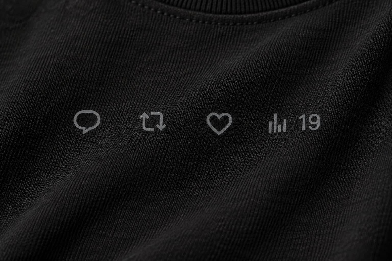 Close-up of the grey print on black heavyweight cotton